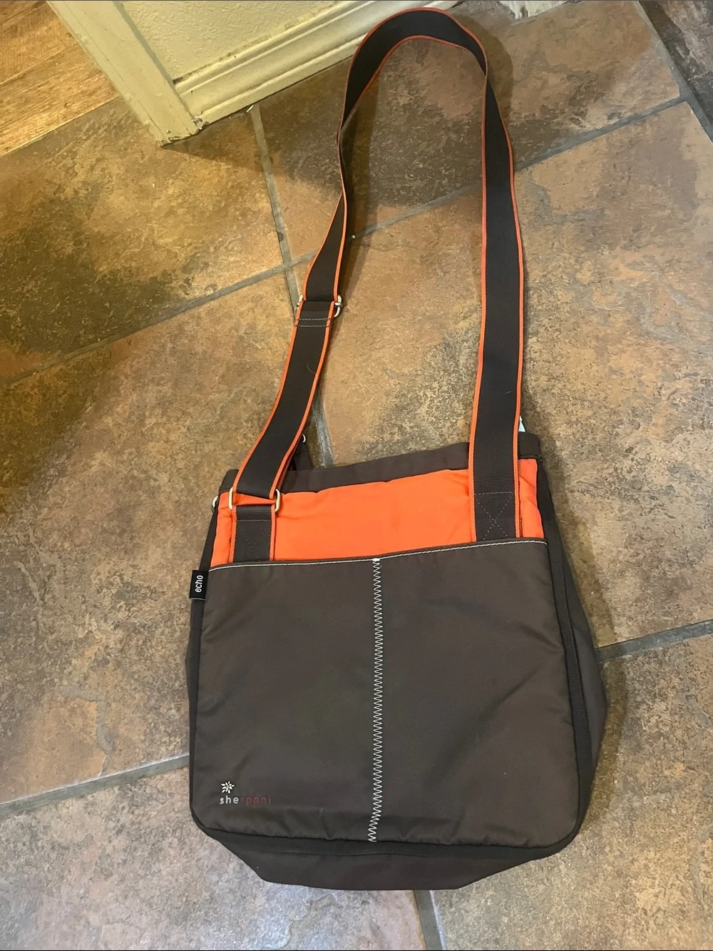 Sherpani Orange and Brown Crossbody Messenger Bag